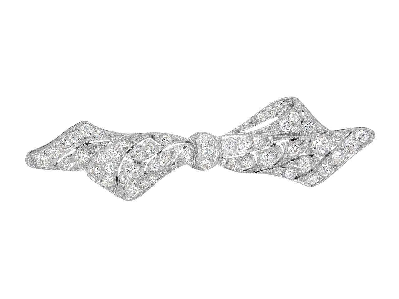 Late Victorian/Edwardian popular Openwork Diamond Bow Brooch, victorian brooch pin, art deco brooch pin, engagement pin