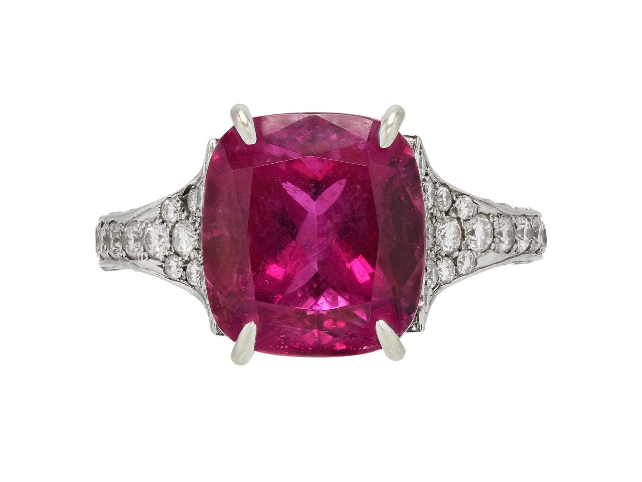 Pink Tourmaline and Diamond Ring in 14K White Gold