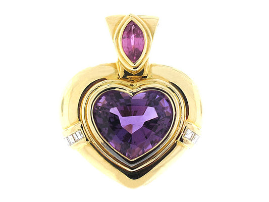 Amethyst Heart Pendant in 18K