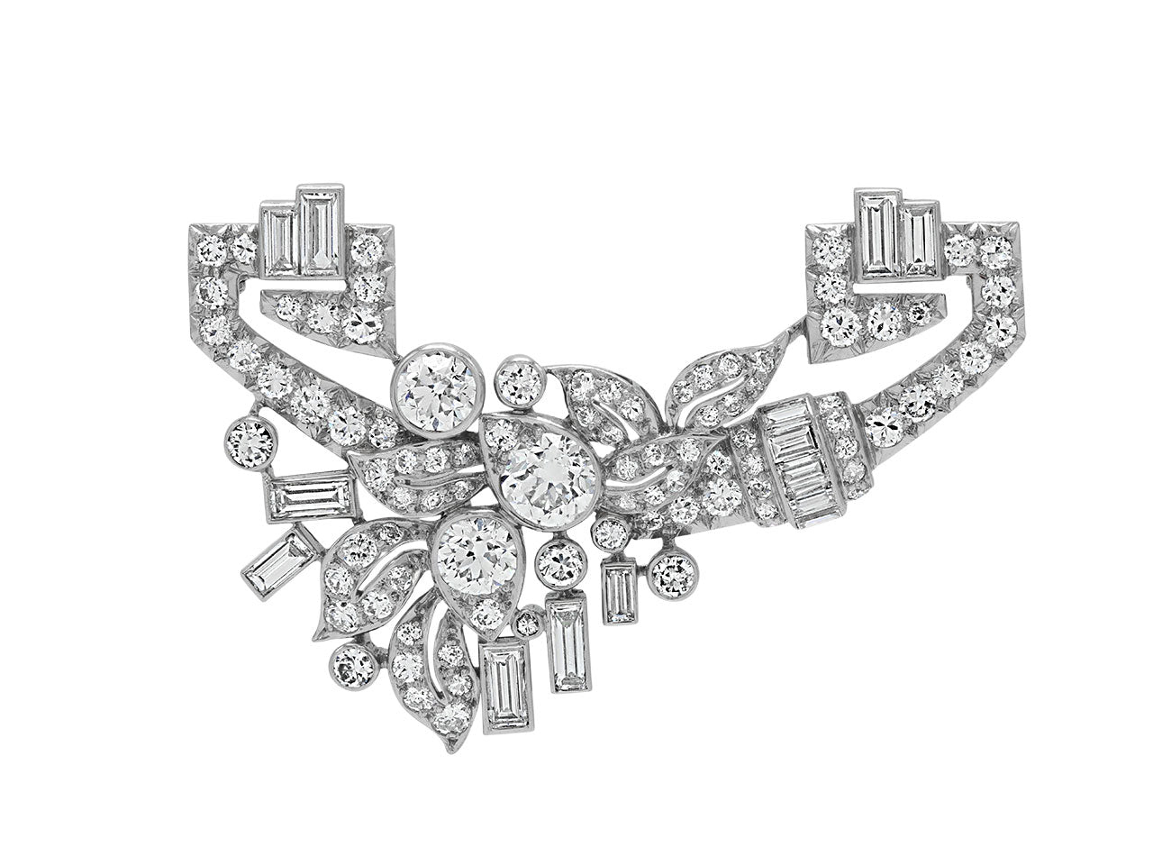 Art Deco Diamond Brooch in Platinum