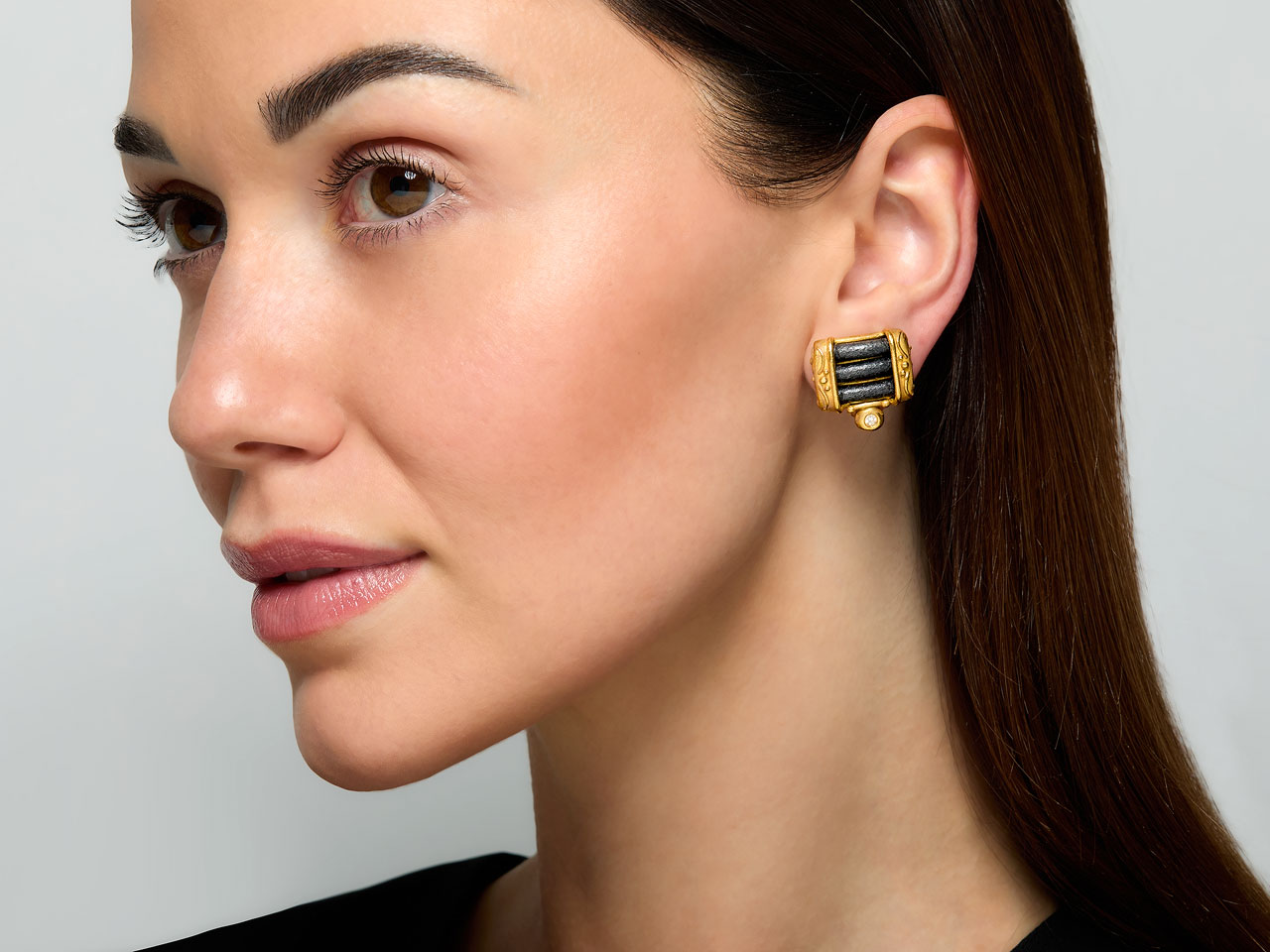 Denise Roberge Leather Earrings in 22K Gold