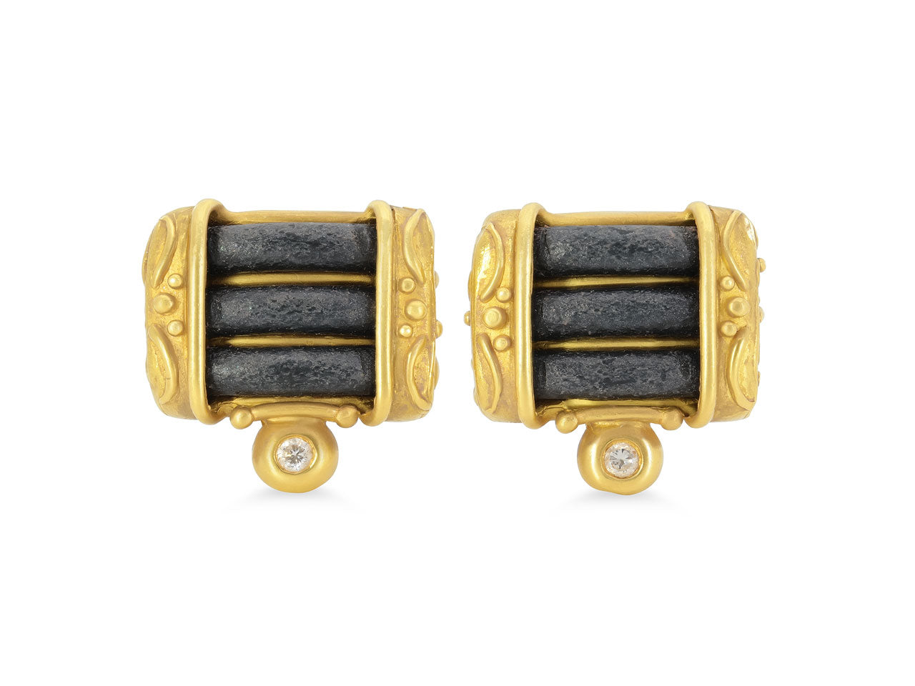 Denise Roberge Leather Earrings in 22K Gold