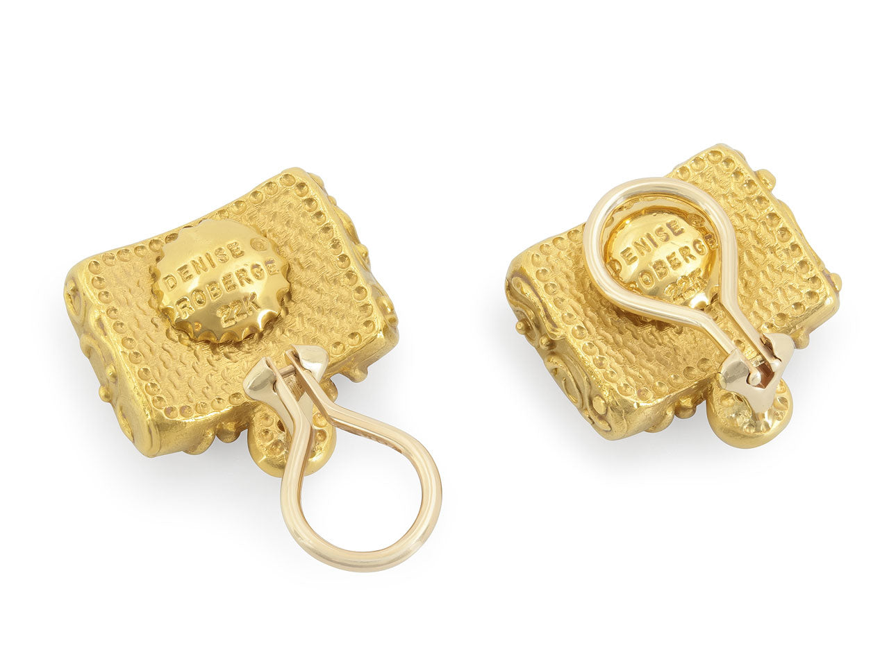 Denise Roberge Leather Earrings in 22K Gold