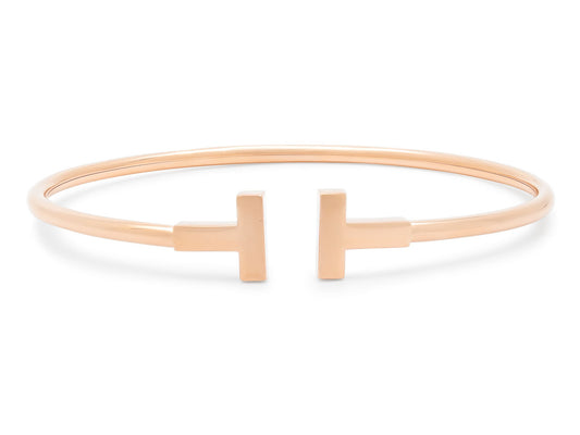 Tiffany 'T' Narrow Wire Bracelet in 18K Rose Gold