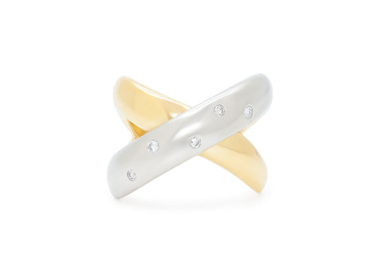 'X' Ring in 18K Gold and Platinum