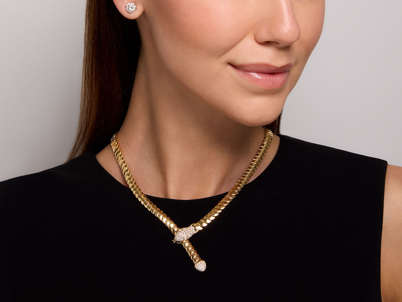 Diamond Snake Necklace in 18K Gold, by Beladora