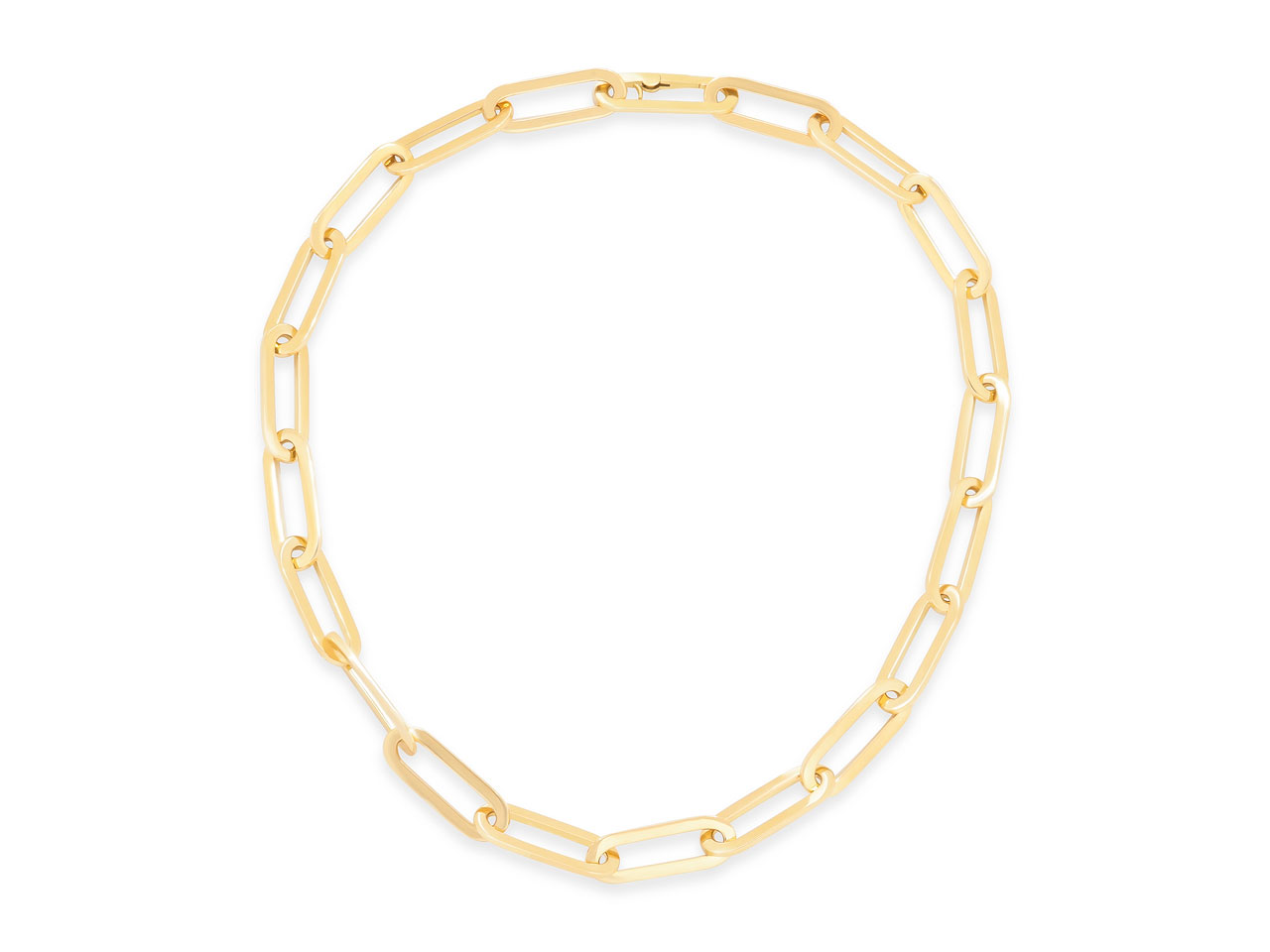 Italian 'Paperclip' Elongated Link Necklace in 18K Gold, 20 Inches, by Beladora