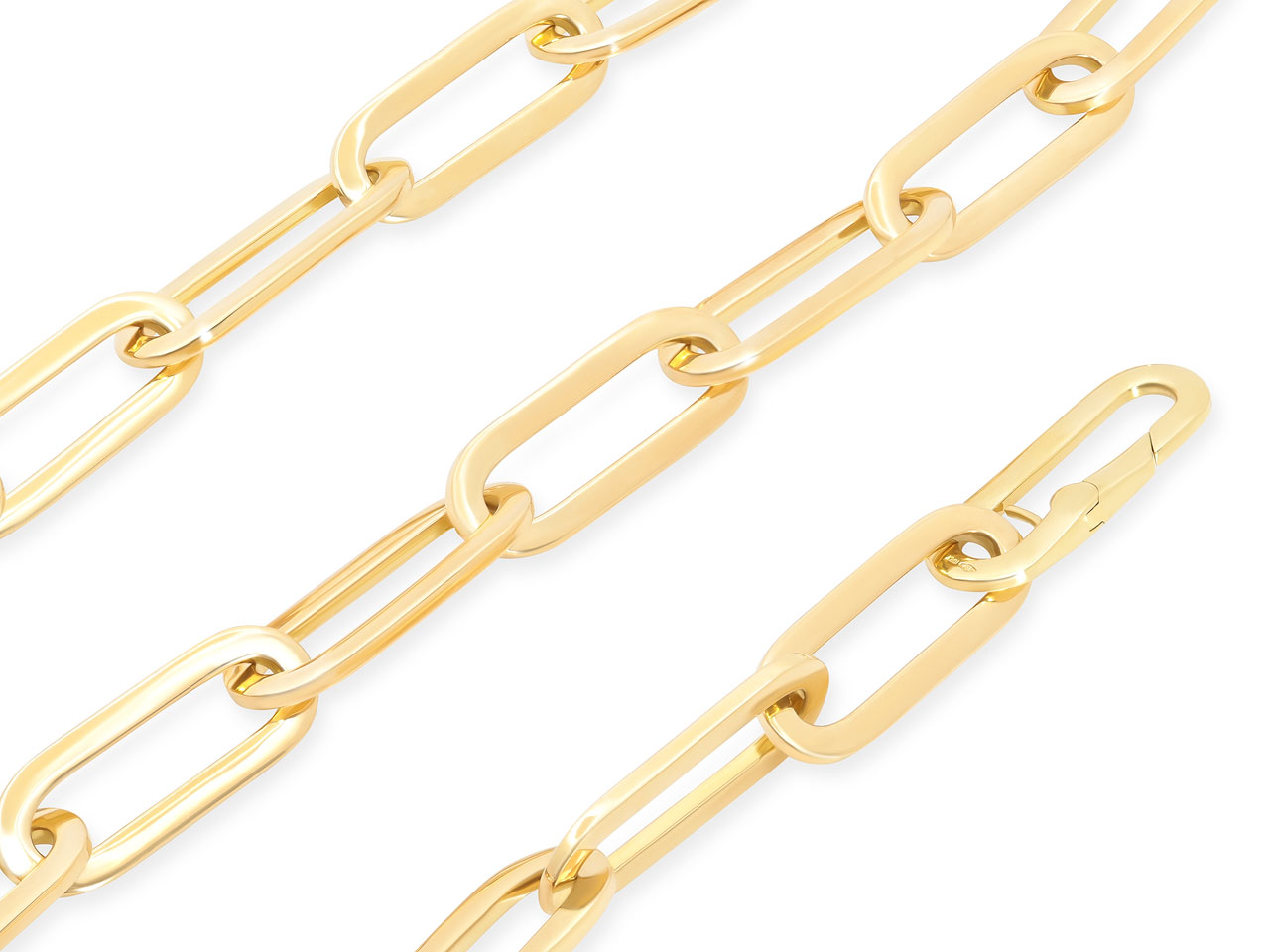 Italian 'Paperclip' Elongated Link Necklace in 18K Gold, 20 Inches, by Beladora