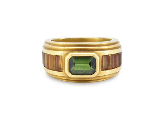 Kieselstein-Cord Tourmaline and Citrine Ring in 18K Gold