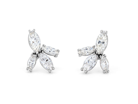 Marquise Diamond Cluster Earrings in Platinum