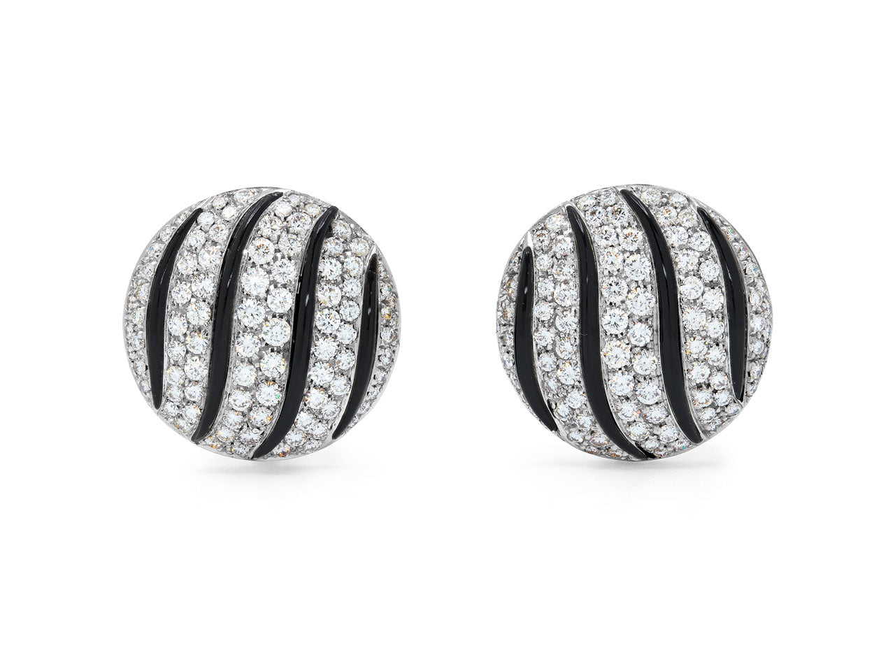 Diamond and Onyx Earrings in 18K White Gold