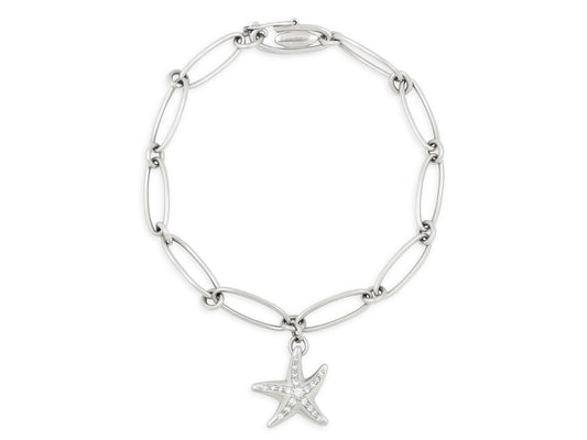 Tiffany & Co. Elsa Peretti Diamond Starfish Charm Oval Link Bracelet in Platinum