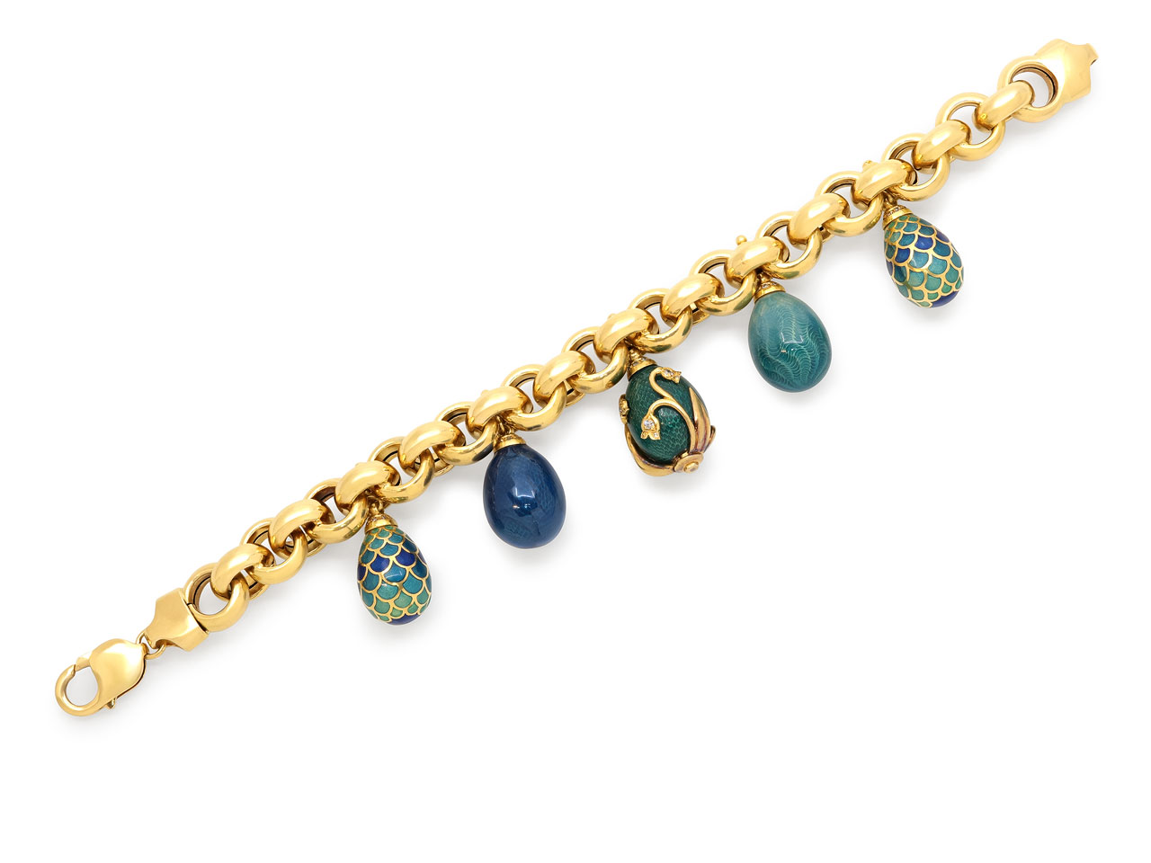 Enamel Egg Charm Bracelet in 18K Gold