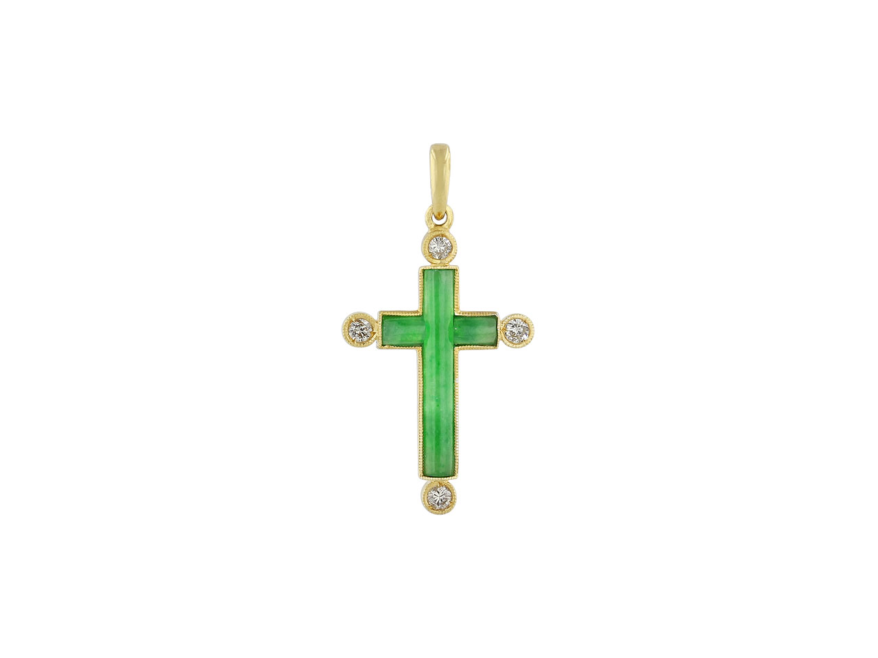 Jadeite and Diamond Cross Pendant in 18K