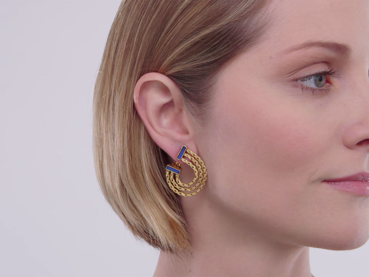 Buccellati Blue Enamel Earrings in 18K Gold