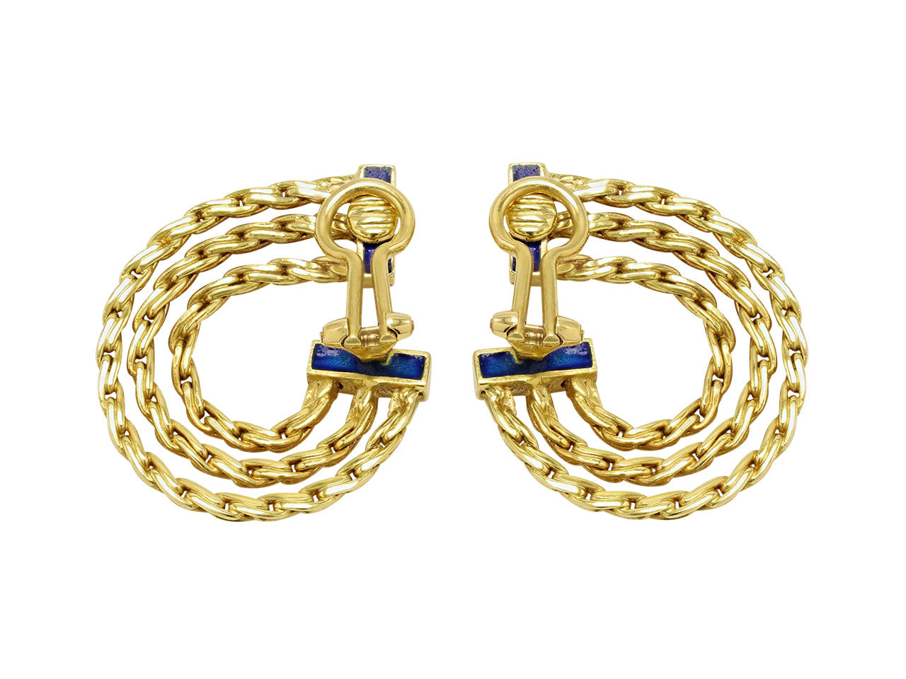 Buccellati Blue Enamel Earrings in 18K Gold