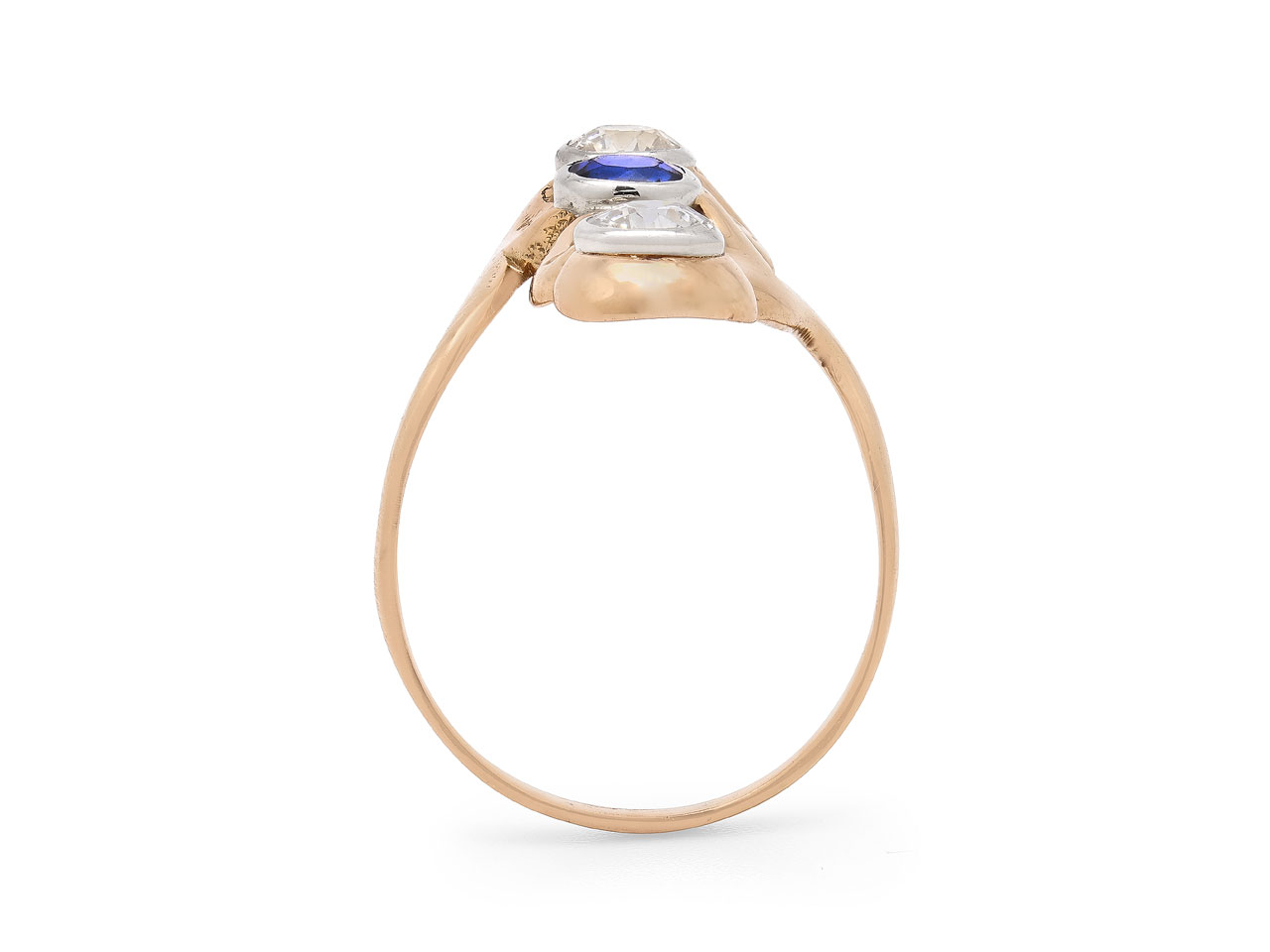 Antique Art Nouveau Sapphire and Diamond Ring in 14K Gold