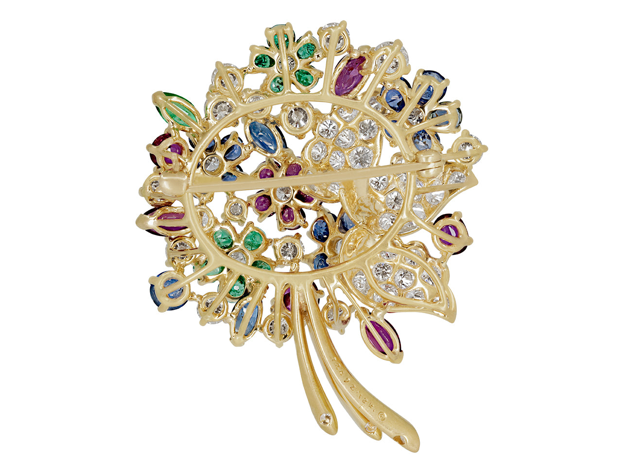 Oscar Heyman Gemstone Flower Brooch in 18K