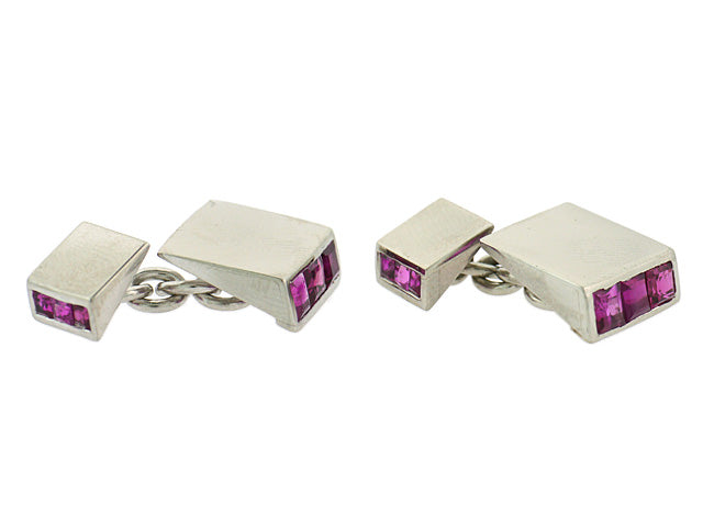 Ruby Cufflinks in Platinum