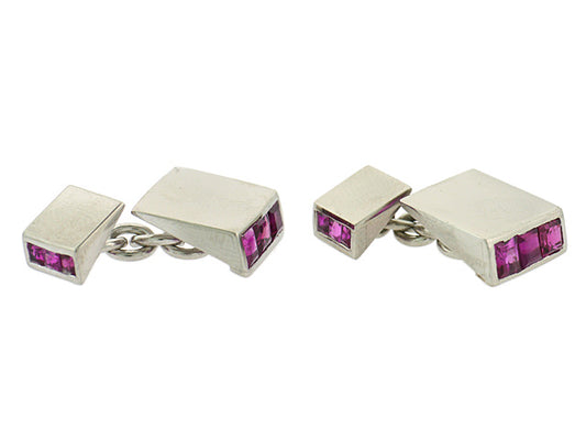 Ruby Cufflinks in Platinum