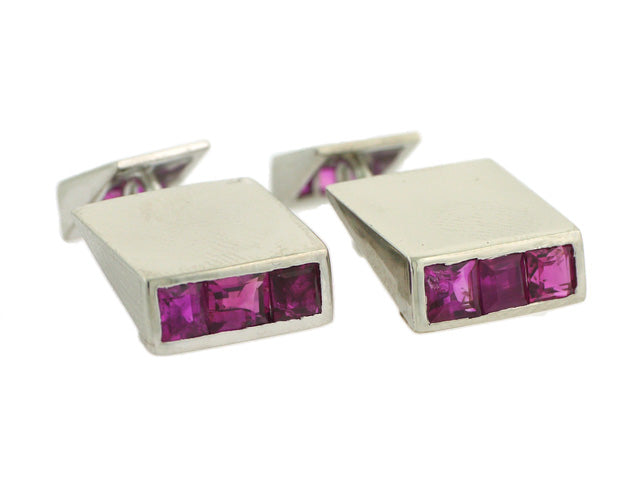 Ruby Cufflinks in Platinum