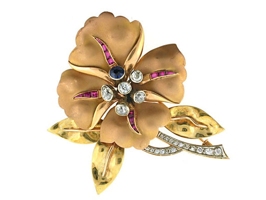 Retro Flower Brooch in 18K