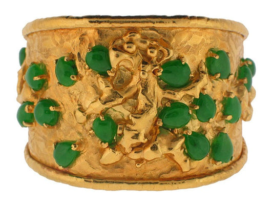 Jean Mahie Jade Cuff Bracelet in 22K Gold