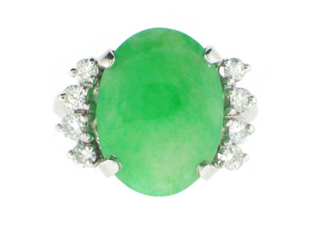 Jadeite and Diamond Ring in Platinum