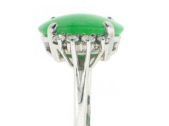 Jadeite and Diamond Ring in Platinum