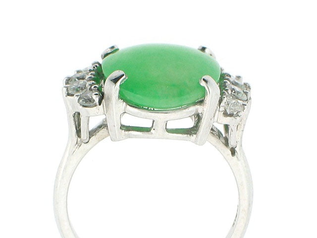 Jadeite and Diamond Ring in Platinum