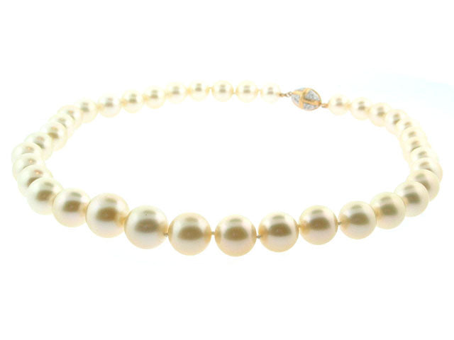 South Sea Pearl Necklace with Diamond Clasp in 18K