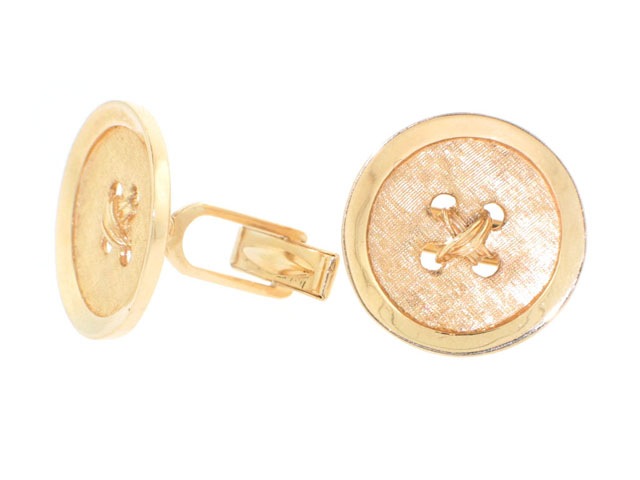 Button Cufflinks in 14K