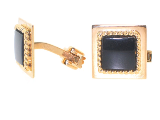 Charles Gold & Co. Black Onyx Cufflinks in 18K