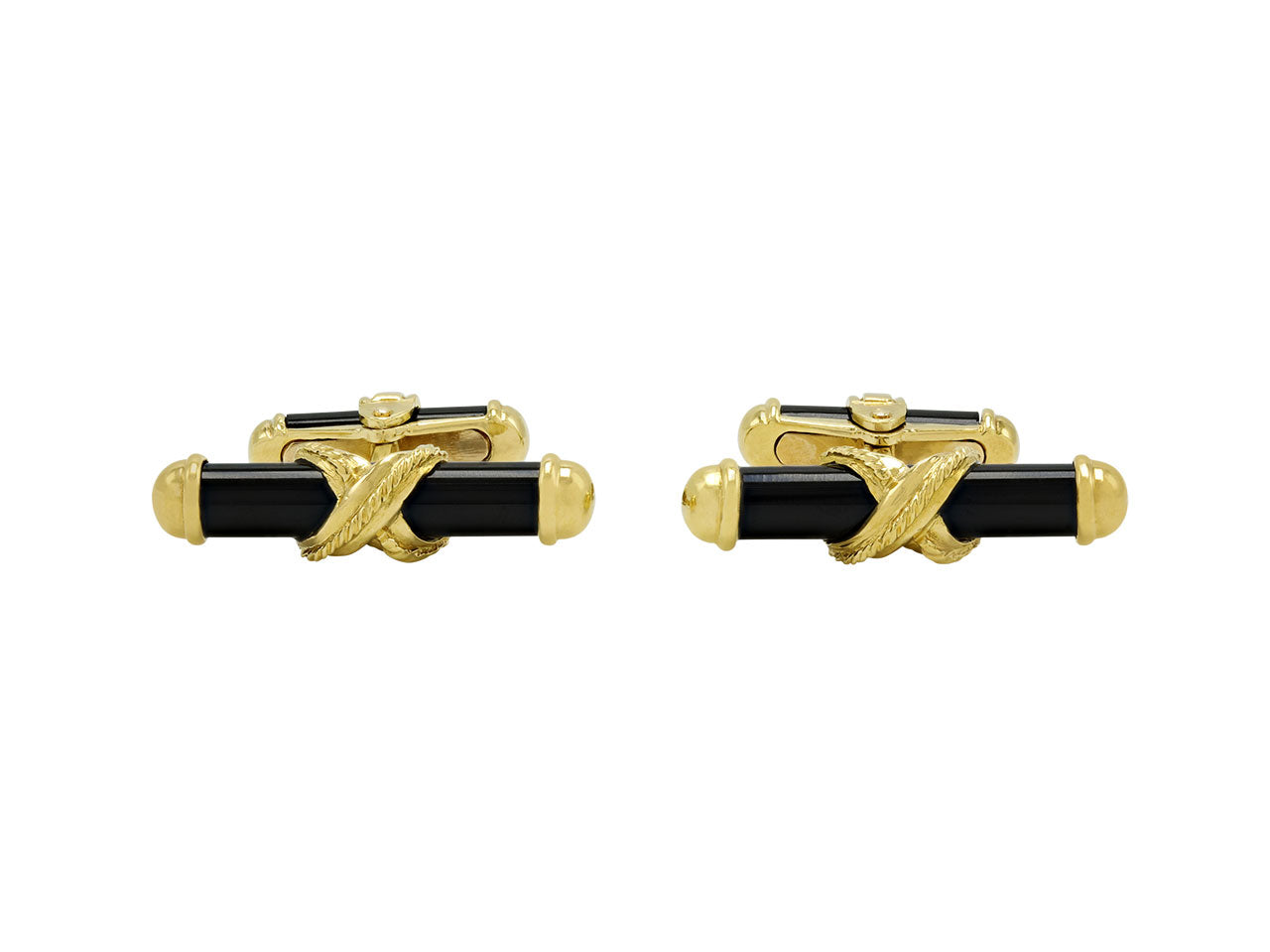 Onyx Bar Cufflinks in 18K Gold