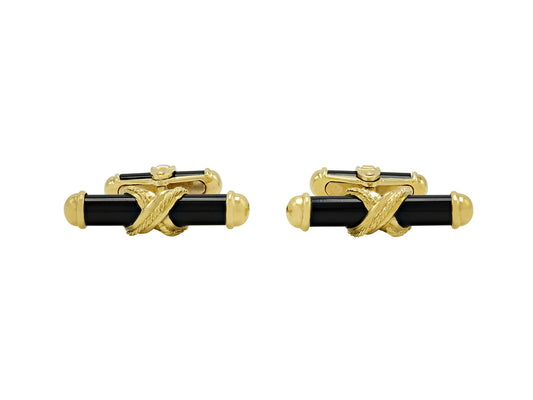 Onyx Bar Cufflinks in 18K Gold