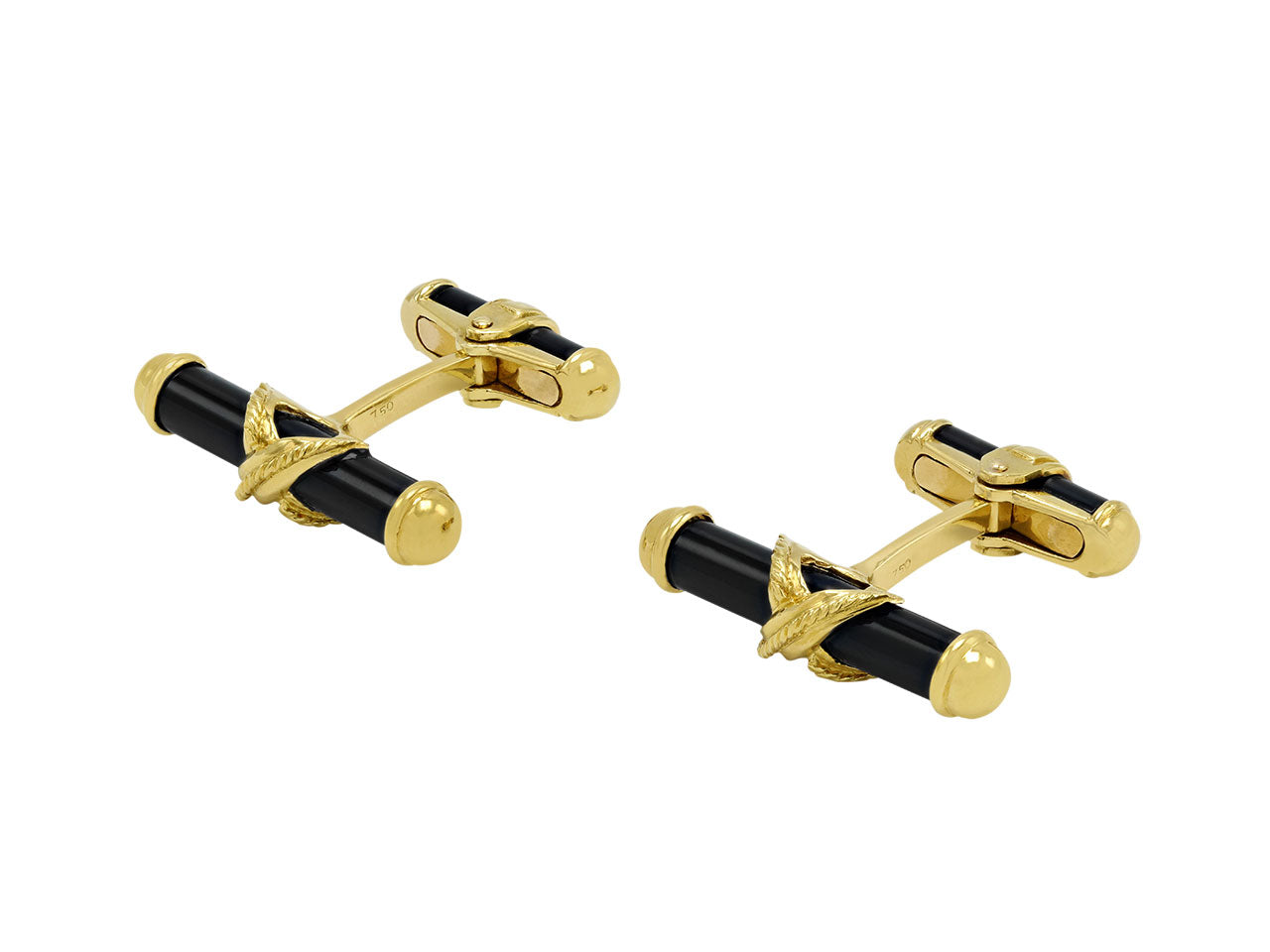 Onyx Bar Cufflinks in 18K Gold