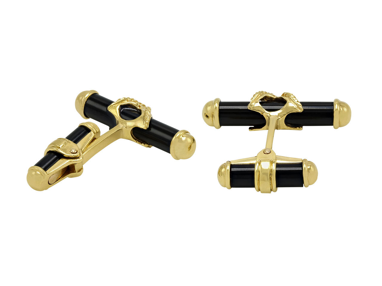 Onyx Bar Cufflinks in 18K Gold