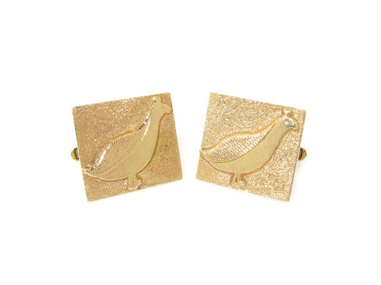 Mid-Century Partridge Cufflinks in 14K