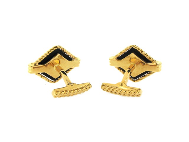 Charles Gold & Co. Black Onyx Cufflinks in 14K