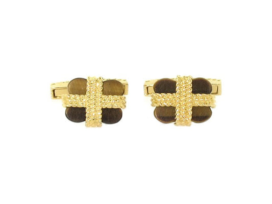 Charles Gold & Co. Tiger's Eye Cufflinks in 18K