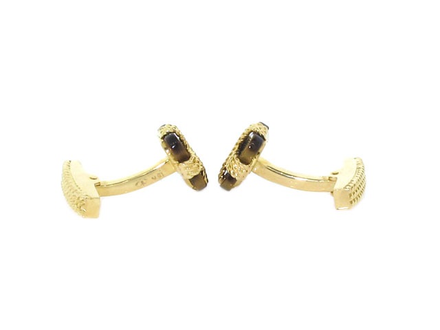 Charles Gold & Co. Tiger's Eye Cufflinks in 18K