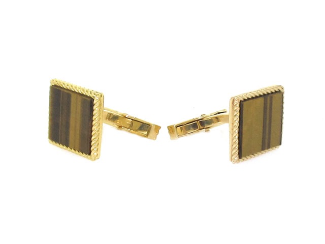 Charles Gold & Co. Tiger's Eye Cufflinks in 18K