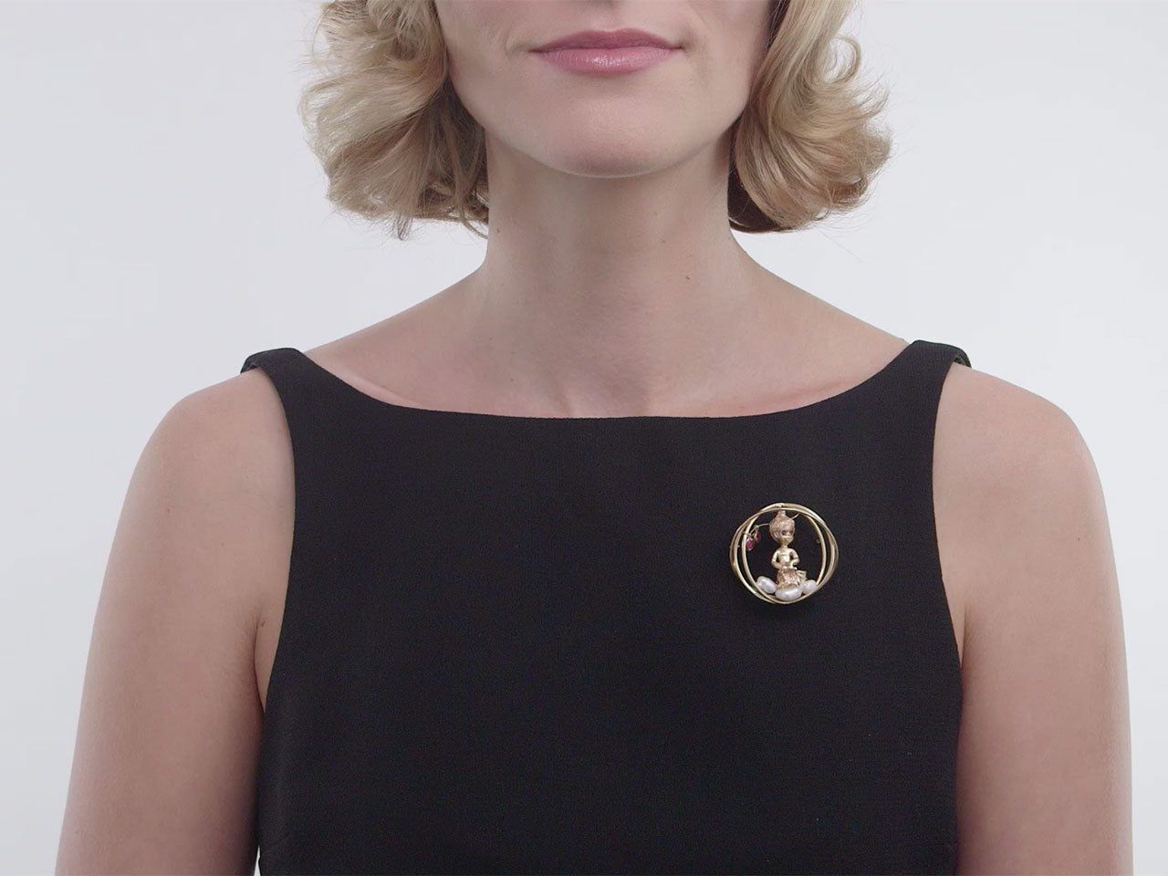 Ruser 'Monday's Child' Brooch in 14K Gold