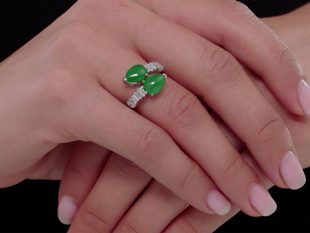 Jadeite and Diamond Ring in Platinum