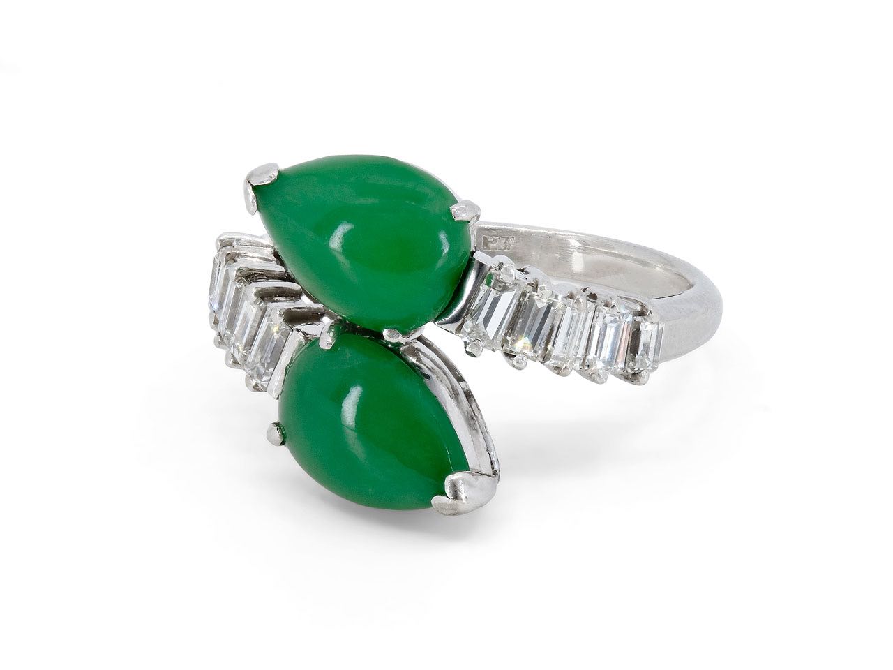 Jadeite and Diamond Ring in Platinum