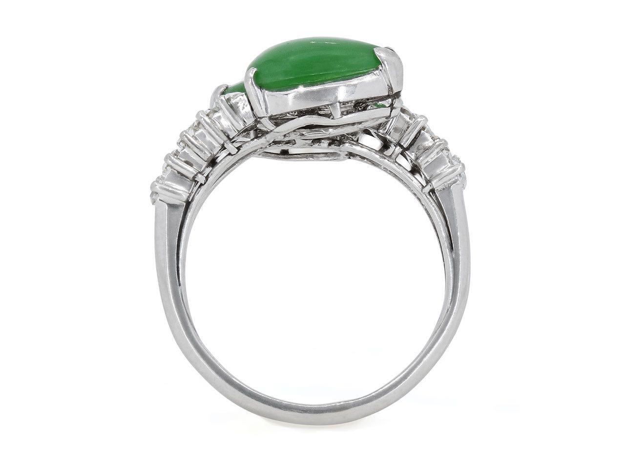 Jadeite and Diamond Ring in Platinum