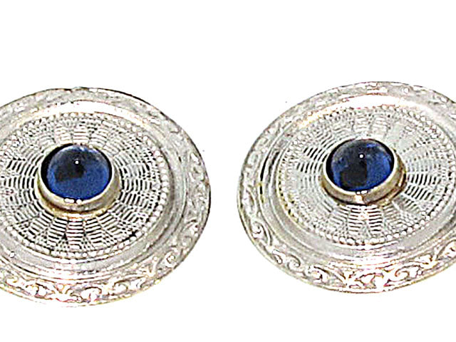 Art Deco Sapphire and Diamond Cufflinks in Platinum