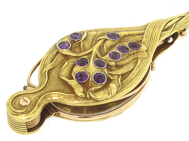 Antique Art Nouveau Amethyst Lorgnette in 18K