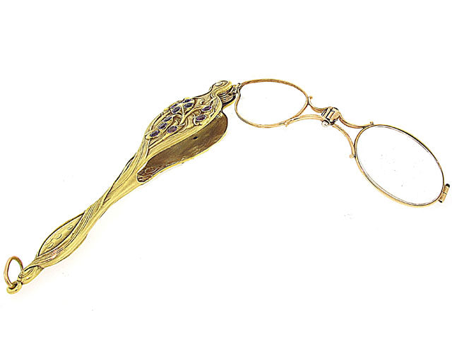 Antique Art Nouveau Amethyst Lorgnette in 18K