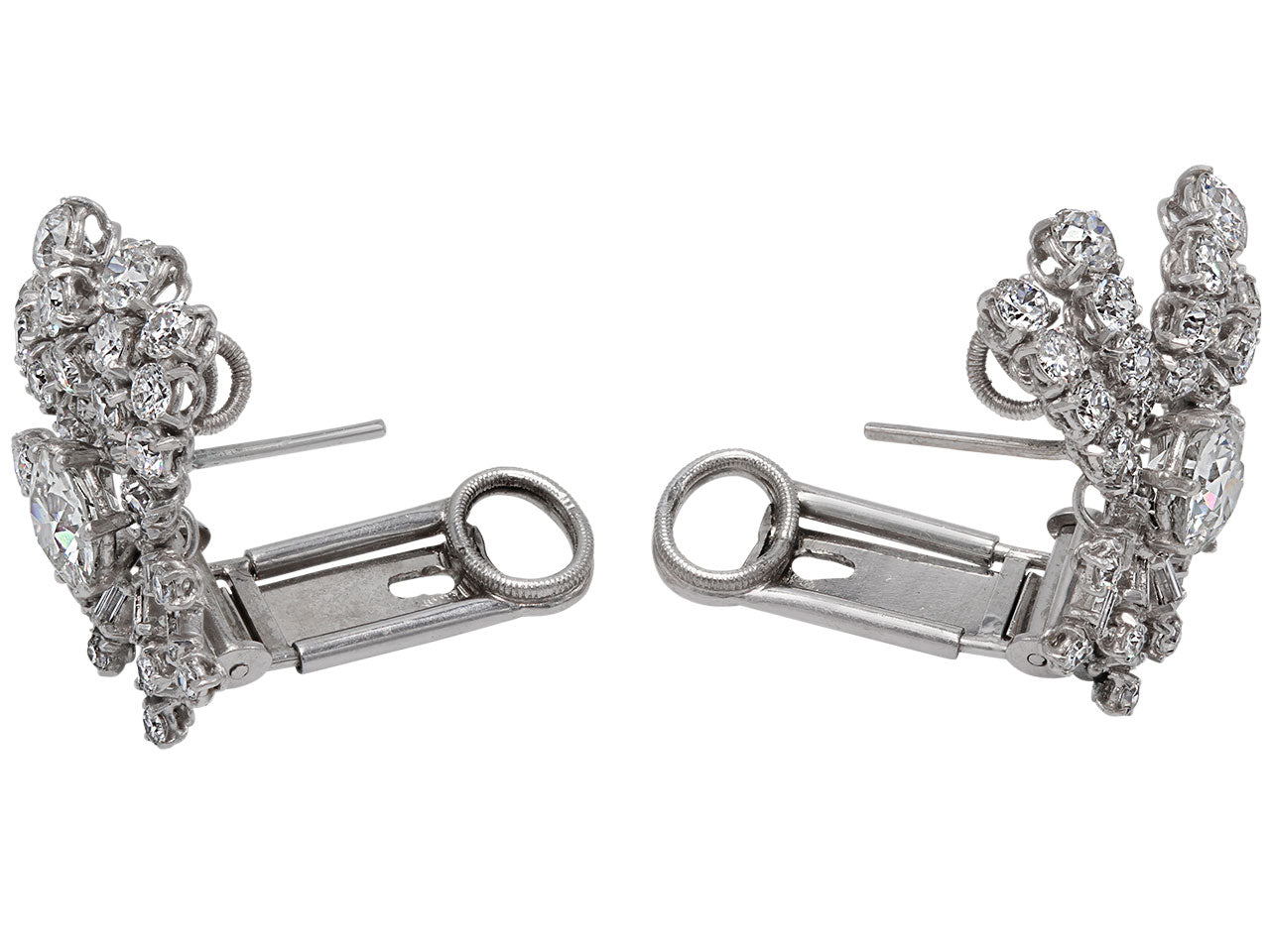 Mid-Century Diamond Earrings in Platinum